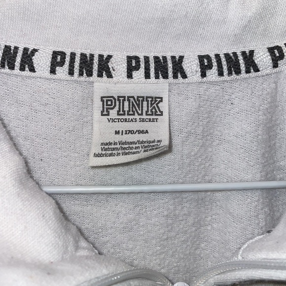 PINK white Gray Victoria secrets sweater pull over zip top very comfy size MED - Picture 6 of 8